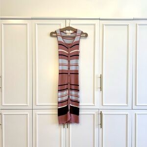 Melloday Striped Ribbed Button-Down Midi Dress